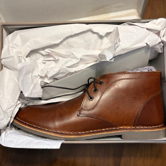 Crown Vintage Men Casper Chukka Boots 11.5 Cognac Tan NWT Lace Up Oxford Leather main image 4